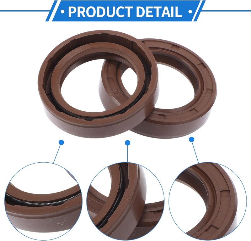 VekAuto Universal Oil Seal TC Double Lip W Steel Spring Seal Ring Rotary Shaft Seal 32x47x10mm High Pressure FKM Rubber Brown 2 Pcs - Image 5